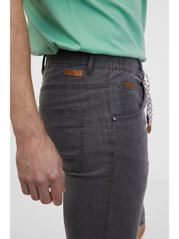 Sam 73 Šedé pánske džínsové šortky SAM 73 Claudio