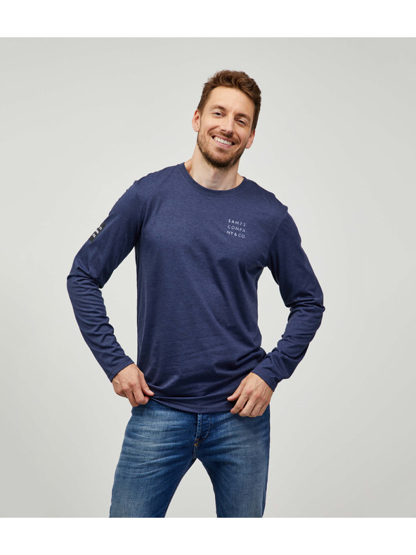 Sam 73 Tmavomodré pánske pruhované tričko SAM 73