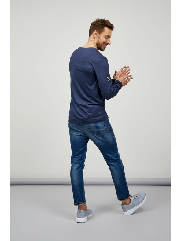 Sam 73 Tmavomodré pánske pruhované tričko SAM 73