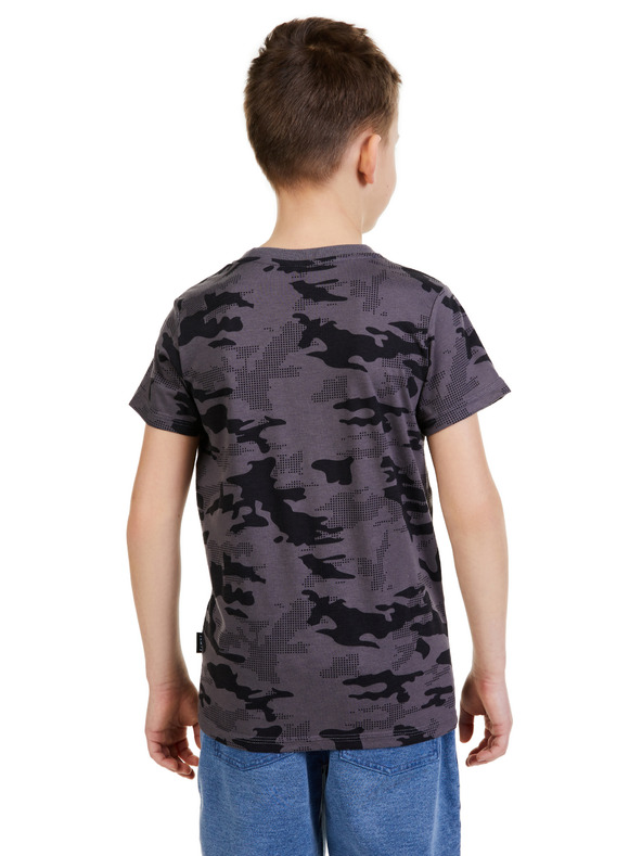 Sam 73 Tmavosivé chlapčenské vzorované tričko SAM 73 Kelvin