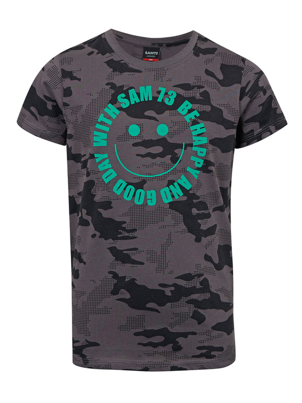 Sam 73 Tmavosivé chlapčenské vzorované tričko SAM 73 Kelvin