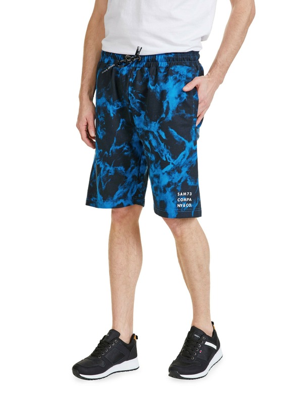Sam 73 Modré pánske vzorované šortky SAM 73 Benedict