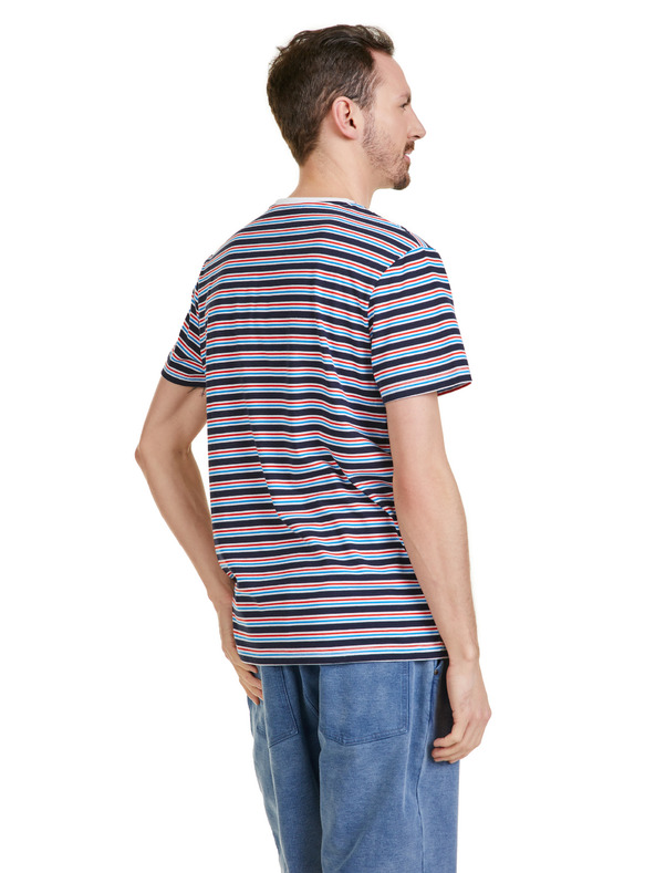 Sam 73 Tmavomodré pánske pruhované tričko SAM 73 Martin