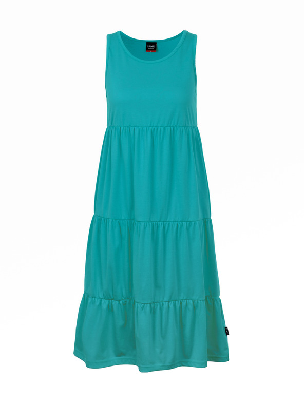 Sam 73 Tyrkysové dámske letné šaty s volánom SAM 73 Chantal