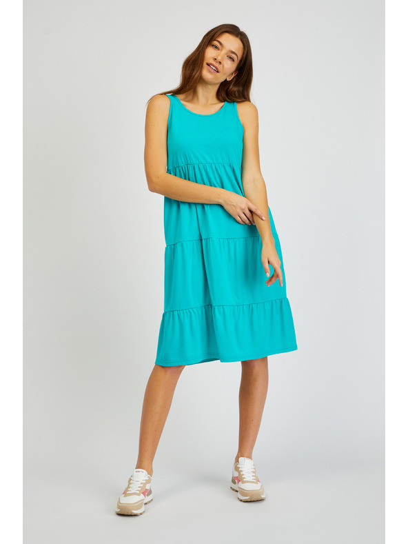 Sam 73 Tyrkysové dámske letné šaty s volánom SAM 73 Chantal