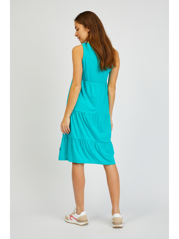 Sam 73 Tyrkysové dámske letné šaty s volánom SAM 73 Chantal