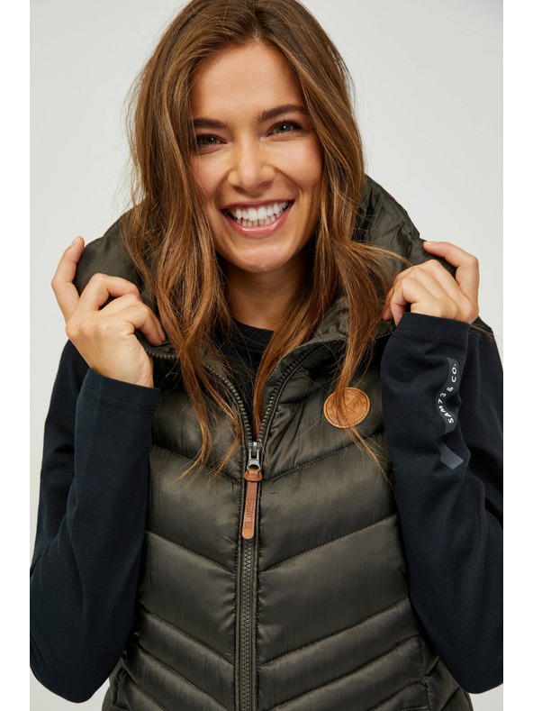 Sam 73 Khaki dámska prešívaná dlhá vesta SAM 73 Dumela