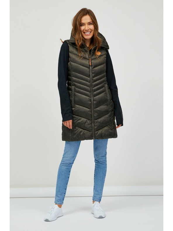 Sam 73 Khaki dámska prešívaná dlhá vesta SAM 73 Dumela