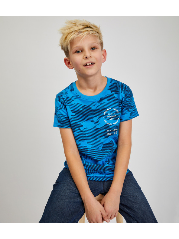 Sam 73 Modré chlapčenské bavlnené armádne tričko SAM73 Hydrus