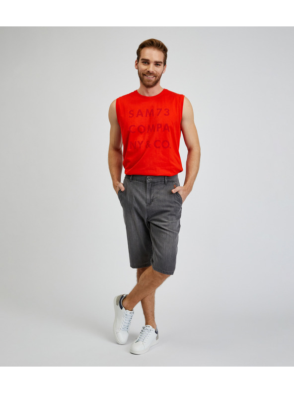 Sam 73 Tmavošedé pánske džínsové šortky SAM73 Aquarius