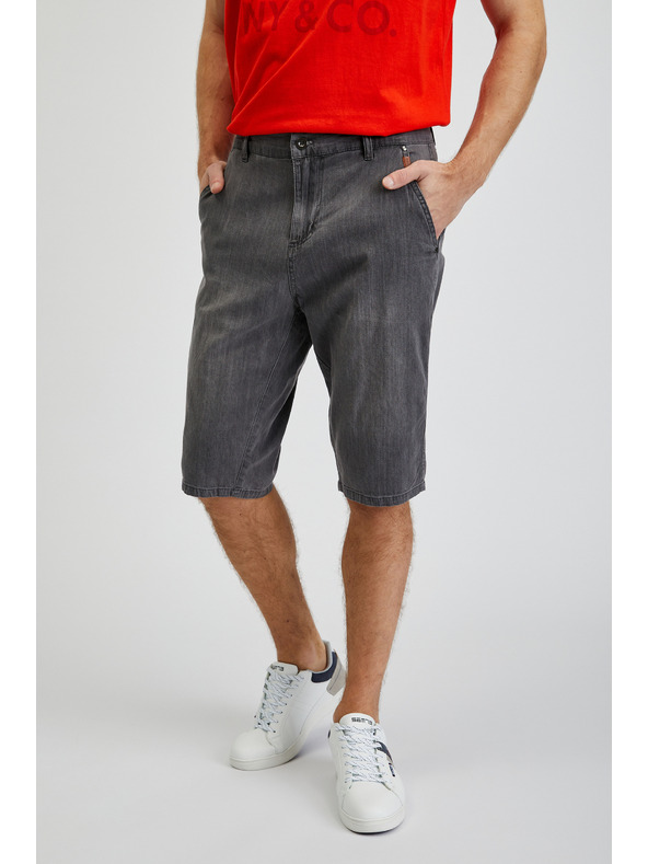 Sam 73 Tmavošedé pánske džínsové šortky SAM73 Aquarius