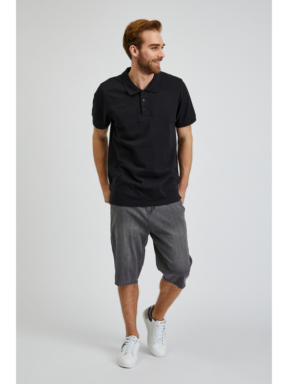 Sam 73 Čierne pánske bavlnené polo tričko SAM73 Chryz