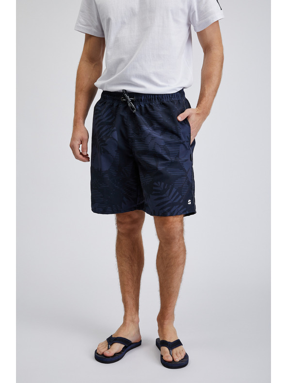 Sam 73 Tmavomodré pánske vzorované plavky SAM73 Leo