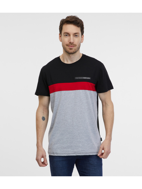 Sam 73 Šedo-čierne pánske tričko SAM 73 Ernesto