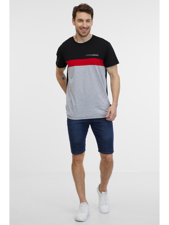 Sam 73 Šedo-čierne pánske tričko SAM 73 Ernesto