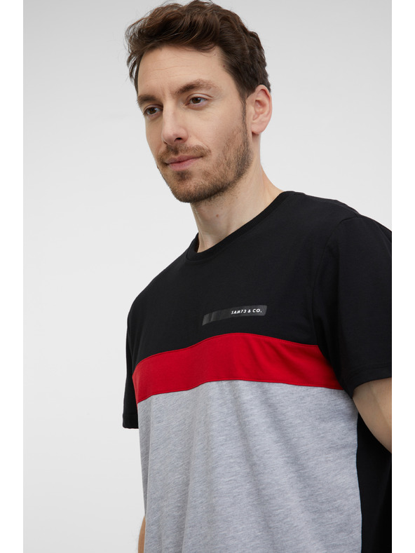 Sam 73 Šedo-čierne pánske tričko SAM 73 Ernesto