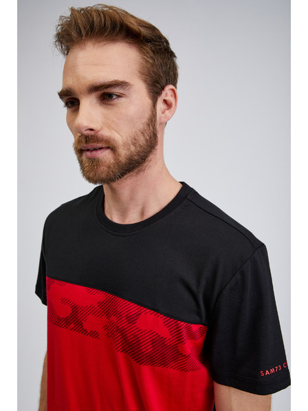Sam 73 Čierno-červené pánske tričko SAM73 Cetus