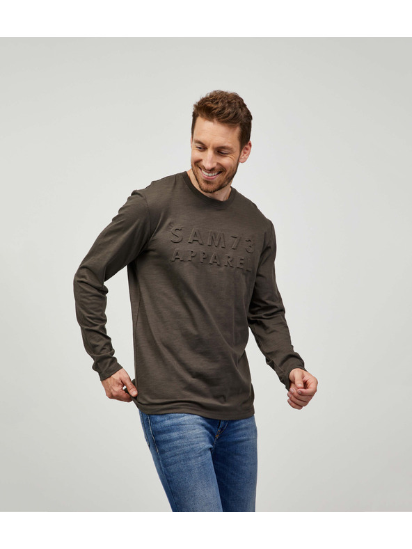 Sam 73 Khaki pánske tričko s dlhým rukávom SAM 73 Mindart