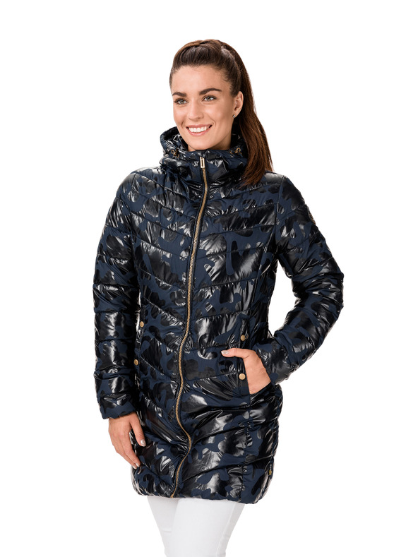 Sam 73 Modrý dámsky prešívaný vzorovaný kabát SAM 73 Alisha