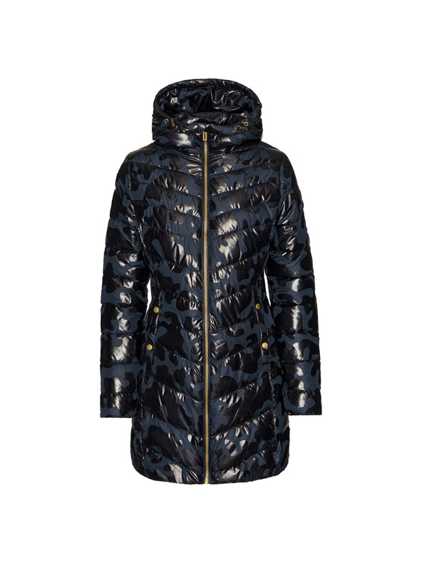 Sam 73 Modrý dámsky prešívaný vzorovaný kabát SAM 73 Alisha