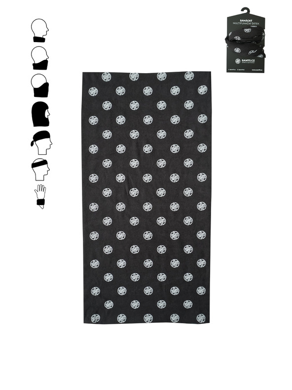 Sam 73 Čierna vzorovaná multifunkčná šatka SAM 73