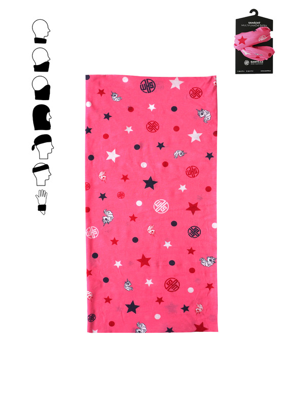 Sam 73 Ružová dievčenská vzorovaná multifunkčná šatka SAM 73