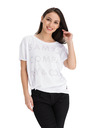 Sam 73 Biele dámske voľné tričko s potlačou SAM 73