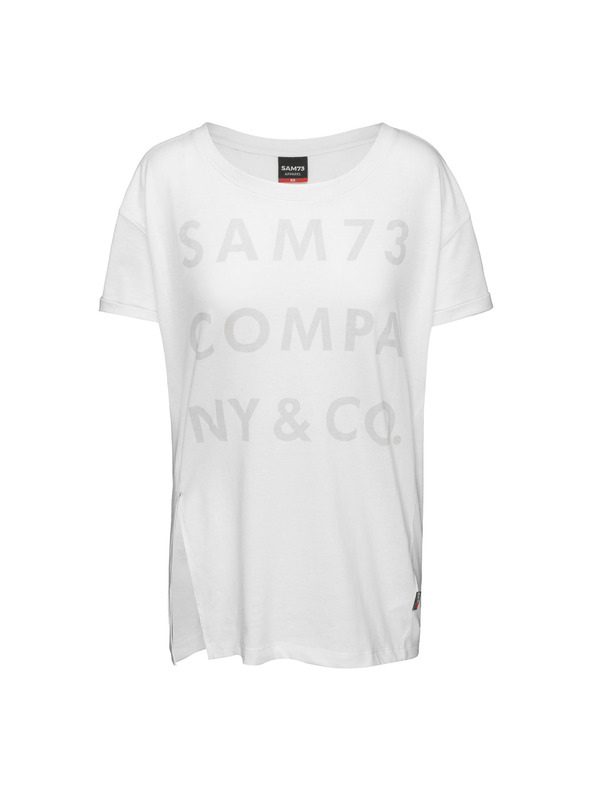 Sam 73 Biele dámske voľné tričko s potlačou SAM 73
