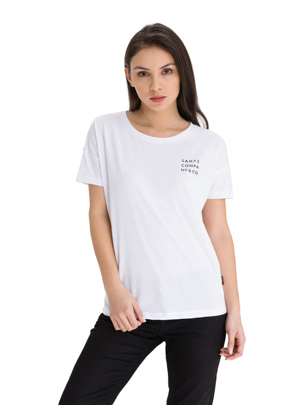 Sam 73 Biele dámske tričko s potlačou SAM 73