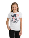 Sam 73 Biele dievčenské tričko s potlačou SAM 73