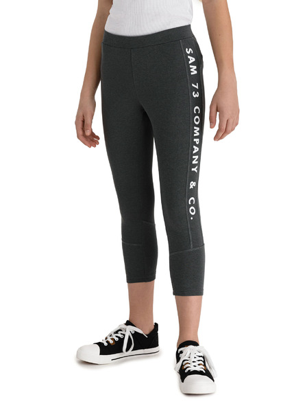 Sam 73 Tmavosivé dievčenské legíny s potlačou SAM 73