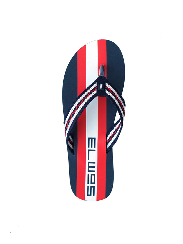 Sam 73 Červeno-modré pánske pruhované žabky SAM 73