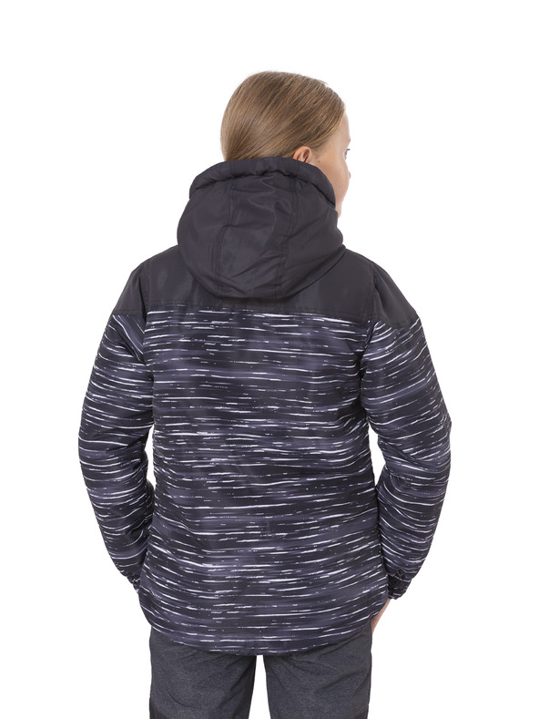 Sam 73 Ružovo-čierna dievčenská žíhaná zimná bunda s kapucňou SAM 73 Thia