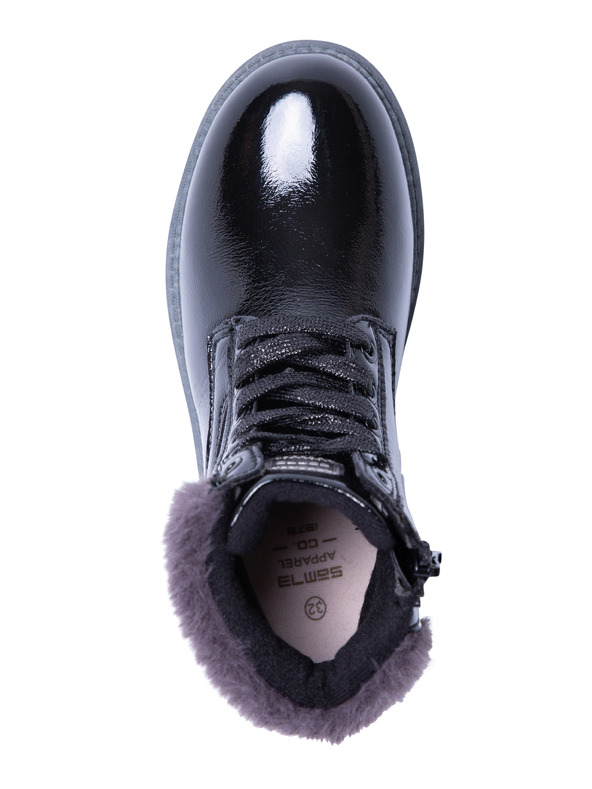 Sam 73 Čierne chlapčenské členkové topánky s umelou kožušinou SAM 73 Naomi