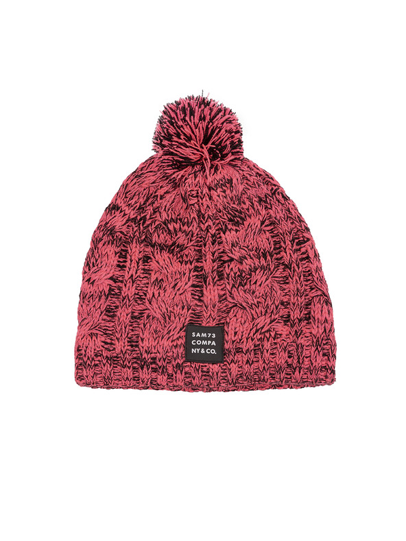 Sam 73 Čierno-ružová dievčenská žíhaná zimná čiapka s bambulou Sam 73 Gloria