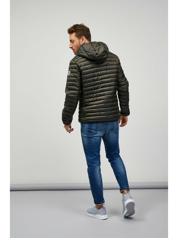 Sam 73 Khaki pánska prešívaná bunda s kapucňou SAM 73 Edmund