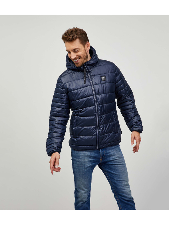 Sam 73 Tmavomodrá pánska zimná prešívaná bunda Sam 73