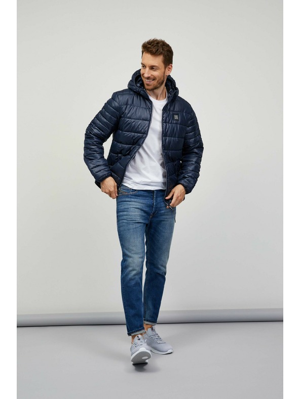 Sam 73 Tmavomodrá pánska zimná prešívaná bunda Sam 73
