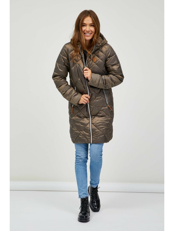 Sam 73 Hnedá dámska prešívaná bunda s kapucňou Sam 73