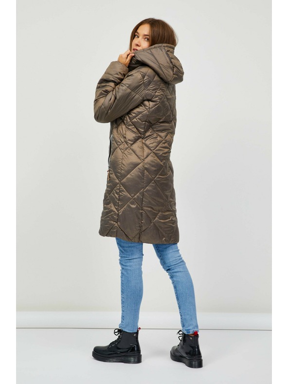 Sam 73 Hnedá dámska prešívaná bunda s kapucňou Sam 73