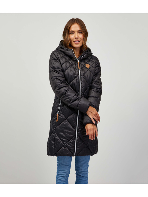 Sam 73 Čierna dámska prešívaná bunda s kapucňou Sam 73