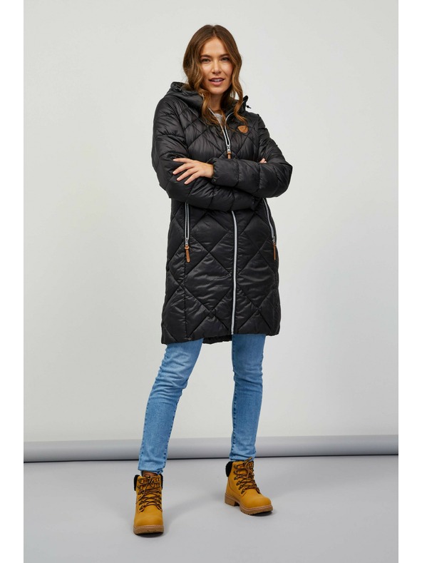 Sam 73 Čierna dámska prešívaná bunda s kapucňou Sam 73