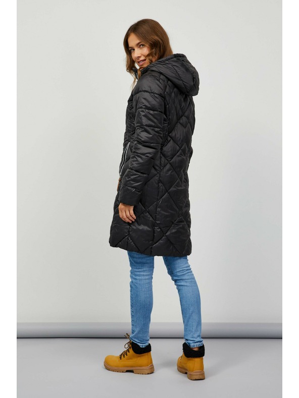 Sam 73 Čierna dámska prešívaná bunda s kapucňou Sam 73