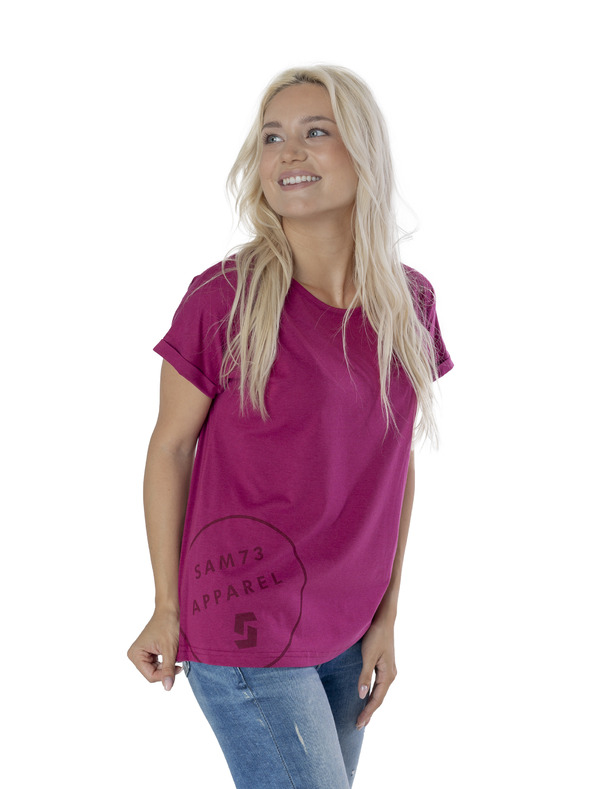 Sam 73 Tmavoružové dámske tričko s potlačou SAM 73