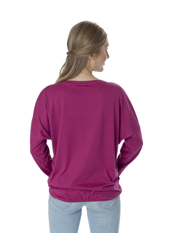 Sam 73 Tmavoružové dámske pruhované tričko SAM 73