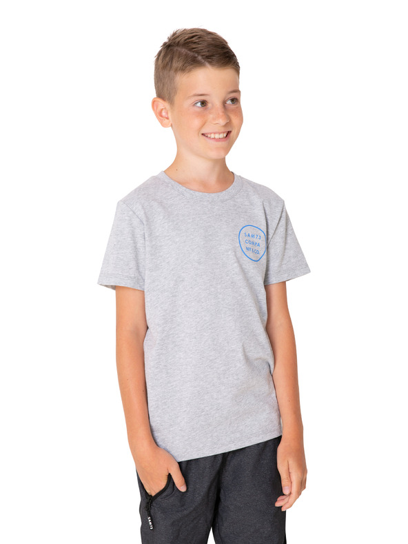 Sam 73 Svetlosivé chlapčenské tričko potlačou SAM 73