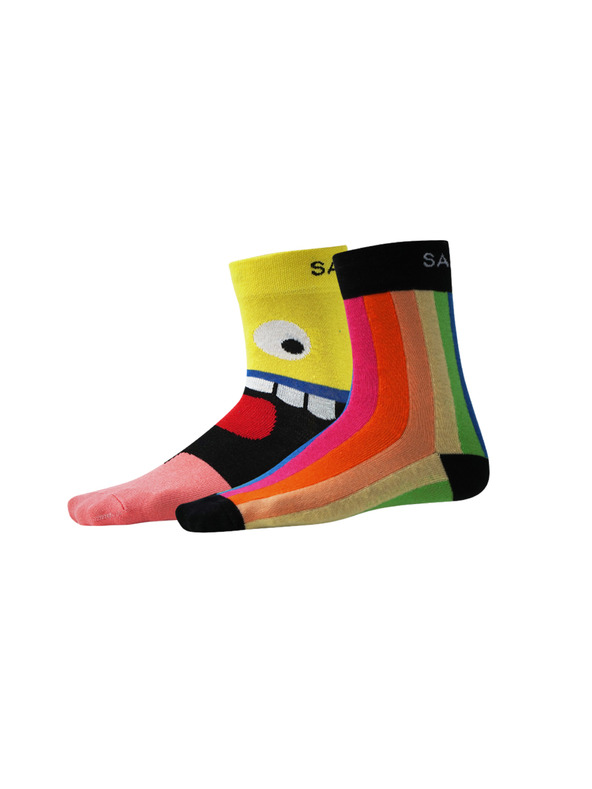 Sam 73 Sada dvoch párov vzorovaných ponožiek v červenej a žltej farbe SAM 73 Elquis