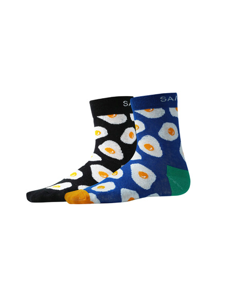 Sam 73 Sada dvoch párov vzorovaných ponožiek v čiernej a modrej farbe SAM 73 Anidal
