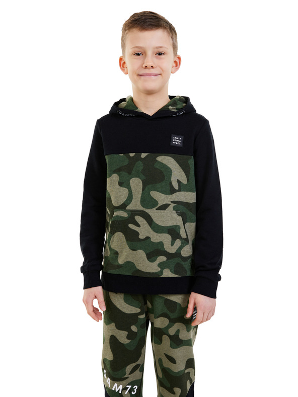 Sam 73 Čierna chlapčenská vzorovaná mikina SAM 73 Danny