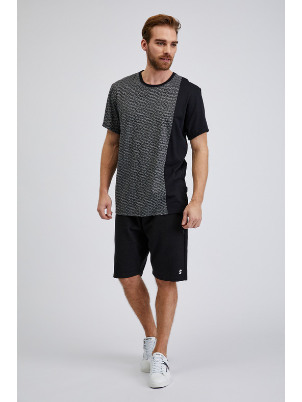 Sam 73 Čierne pánske vzorované tričko SAM 73 Paul